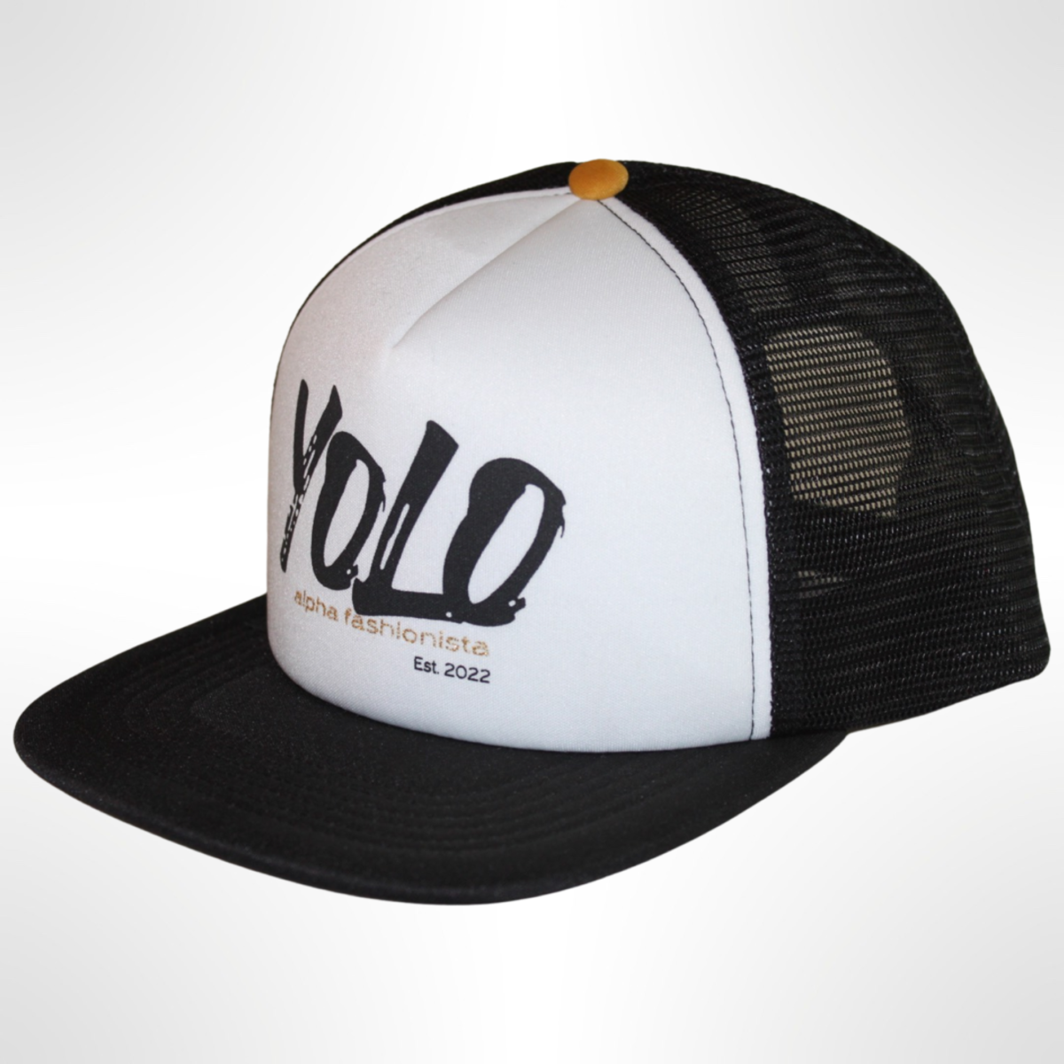 YOLO Black Alpha Buy Trucker Hat Online Fashionista | White Now